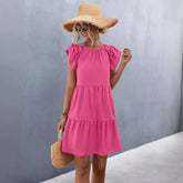 European And American Women's Clothing Solid Color Dress Women