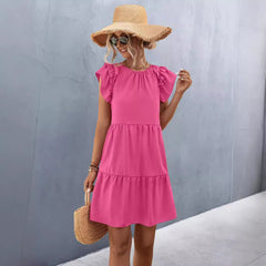 European And American Women's Clothing Solid Color Dress Women