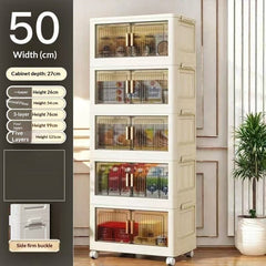 Multi-Tier Mobile Storage Cabinet For Snacks And Kitchen Utensils At Home