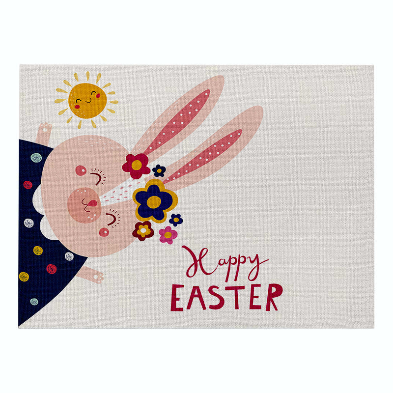 Home Cartoon Rabbit Kitchen Insulation Coaster Anti-scalding Cotton And Linen Western Placemat
