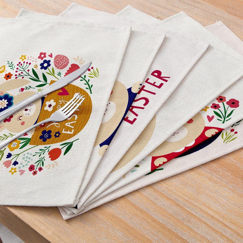 Home Cartoon Rabbit Kitchen Insulation Coaster Anti-scalding Cotton And Linen Western Placemat
