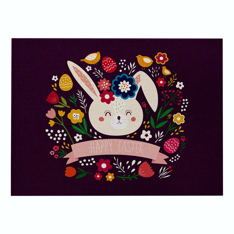 Home Cartoon Rabbit Kitchen Insulation Coaster Anti-scalding Cotton And Linen Western Placemat