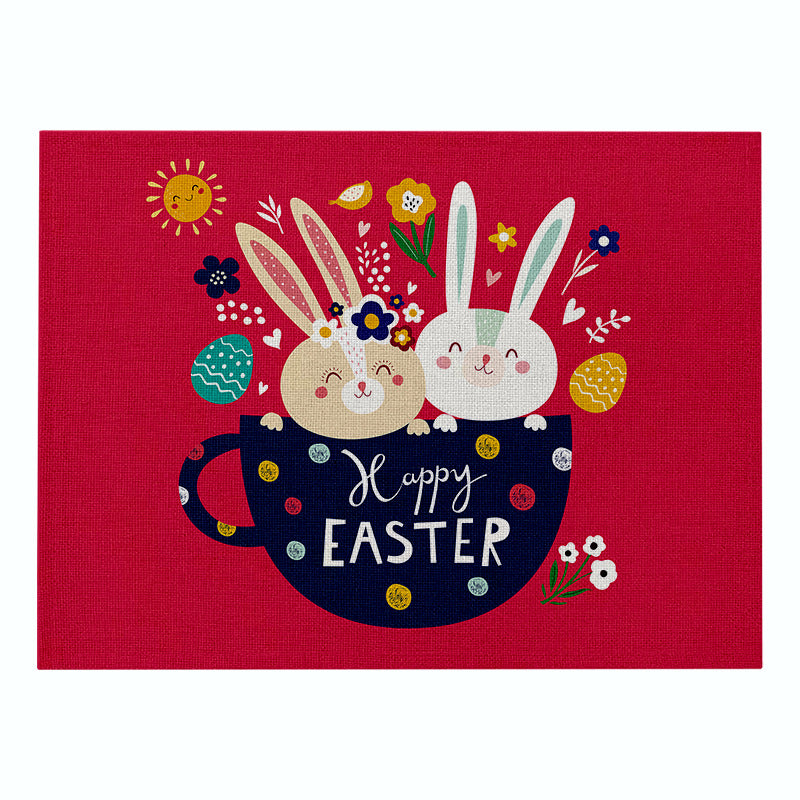 Home Cartoon Rabbit Kitchen Insulation Coaster Anti-scalding Cotton And Linen Western Placemat