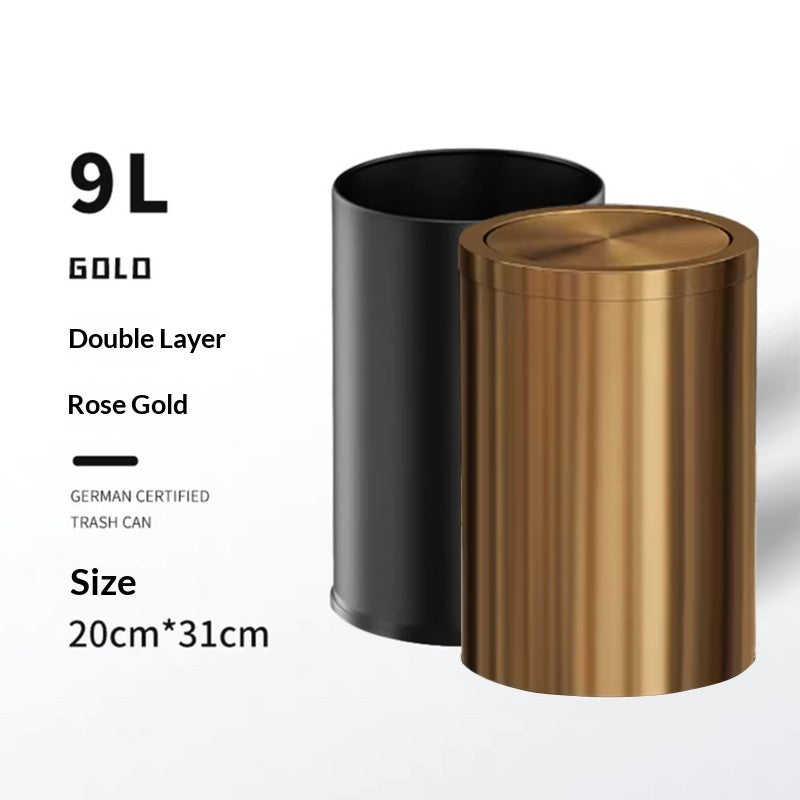 Large-capacity Metal Trash Can With Lid For Home Living Room Bedroom And Kitchen