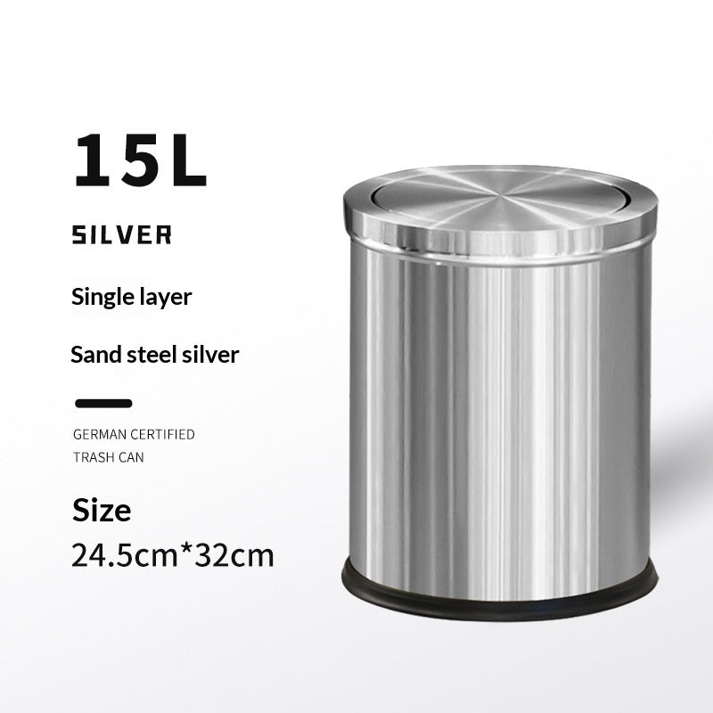 Large-capacity Metal Trash Can With Lid For Home Living Room Bedroom And Kitchen