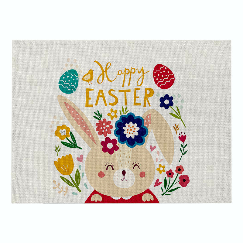 Home Cartoon Rabbit Kitchen Insulation Coaster Anti-scalding Cotton And Linen Western Placemat