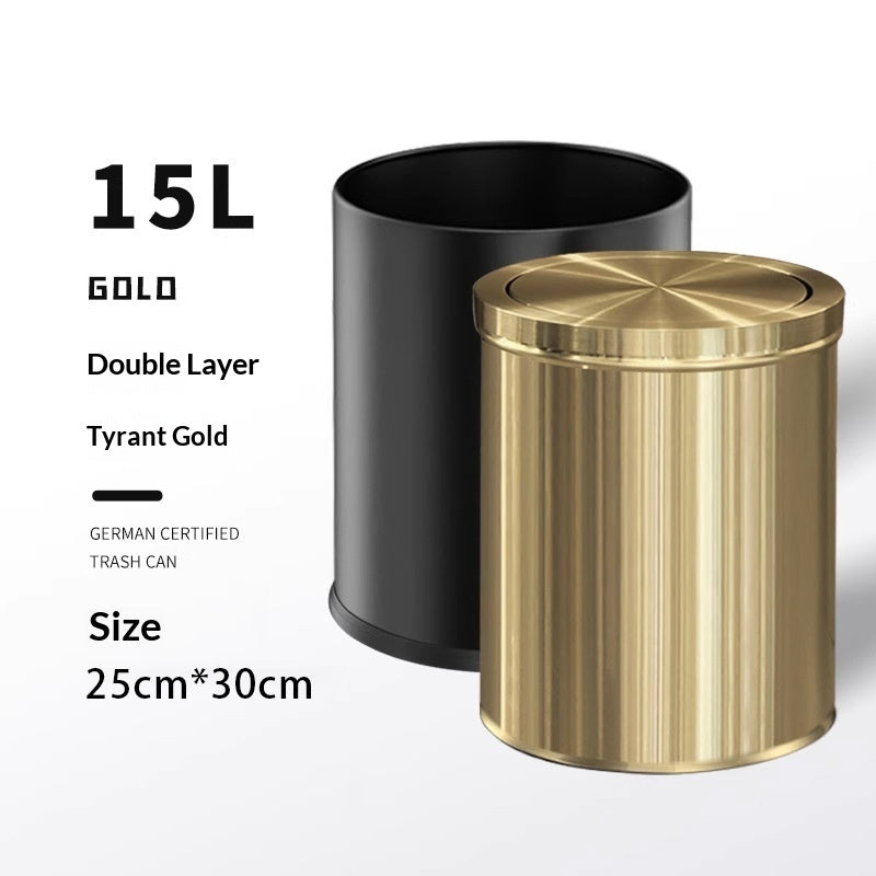 Large-capacity Metal Trash Can With Lid For Home Living Room Bedroom And Kitchen