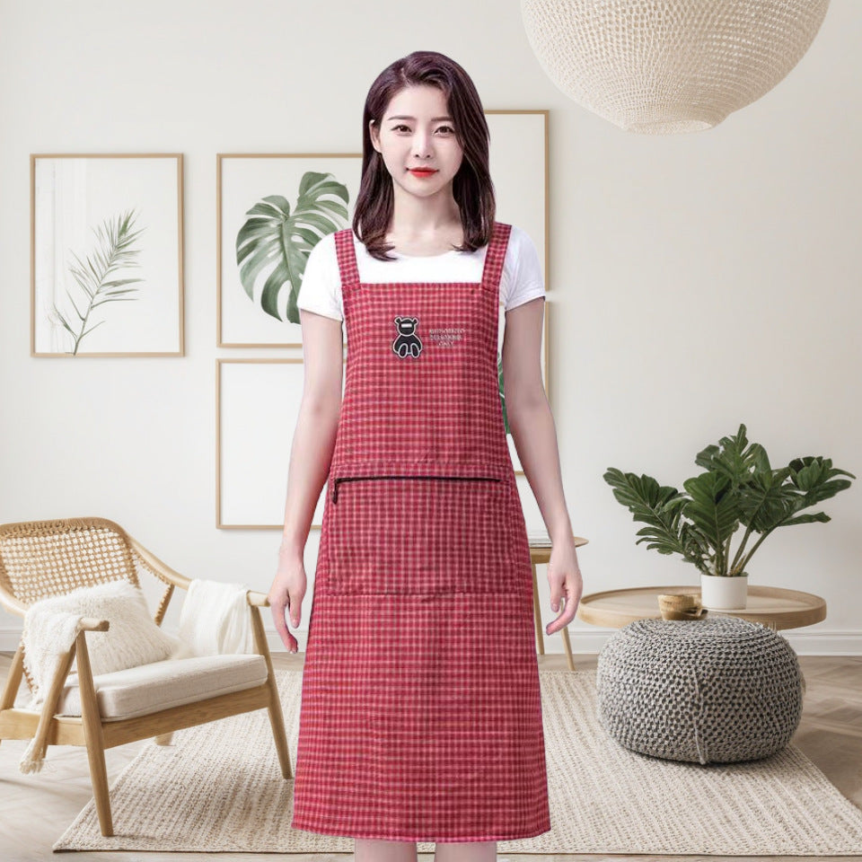 Extra Long And Fat Cotton Apron Suspender Kitchen Apron Adult Home Use Work Clothes