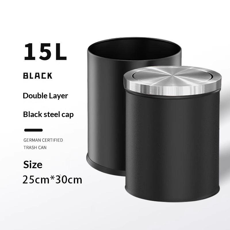 Large-capacity Metal Trash Can With Lid For Home Living Room Bedroom And Kitchen