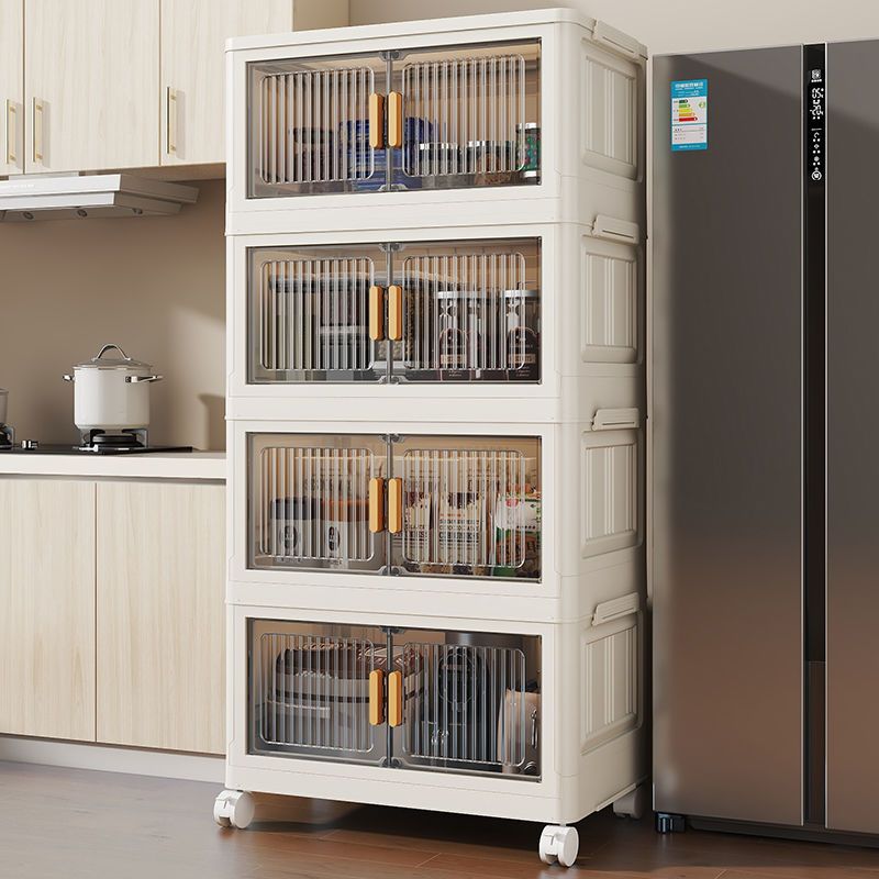 Multi-Tier Mobile Storage Cabinet For Snacks And Kitchen Utensils At Home