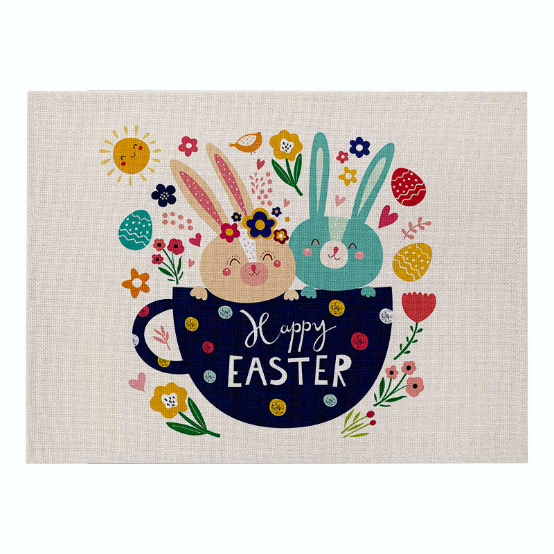 Home Cartoon Rabbit Kitchen Insulation Coaster Anti-scalding Cotton And Linen Western Placemat