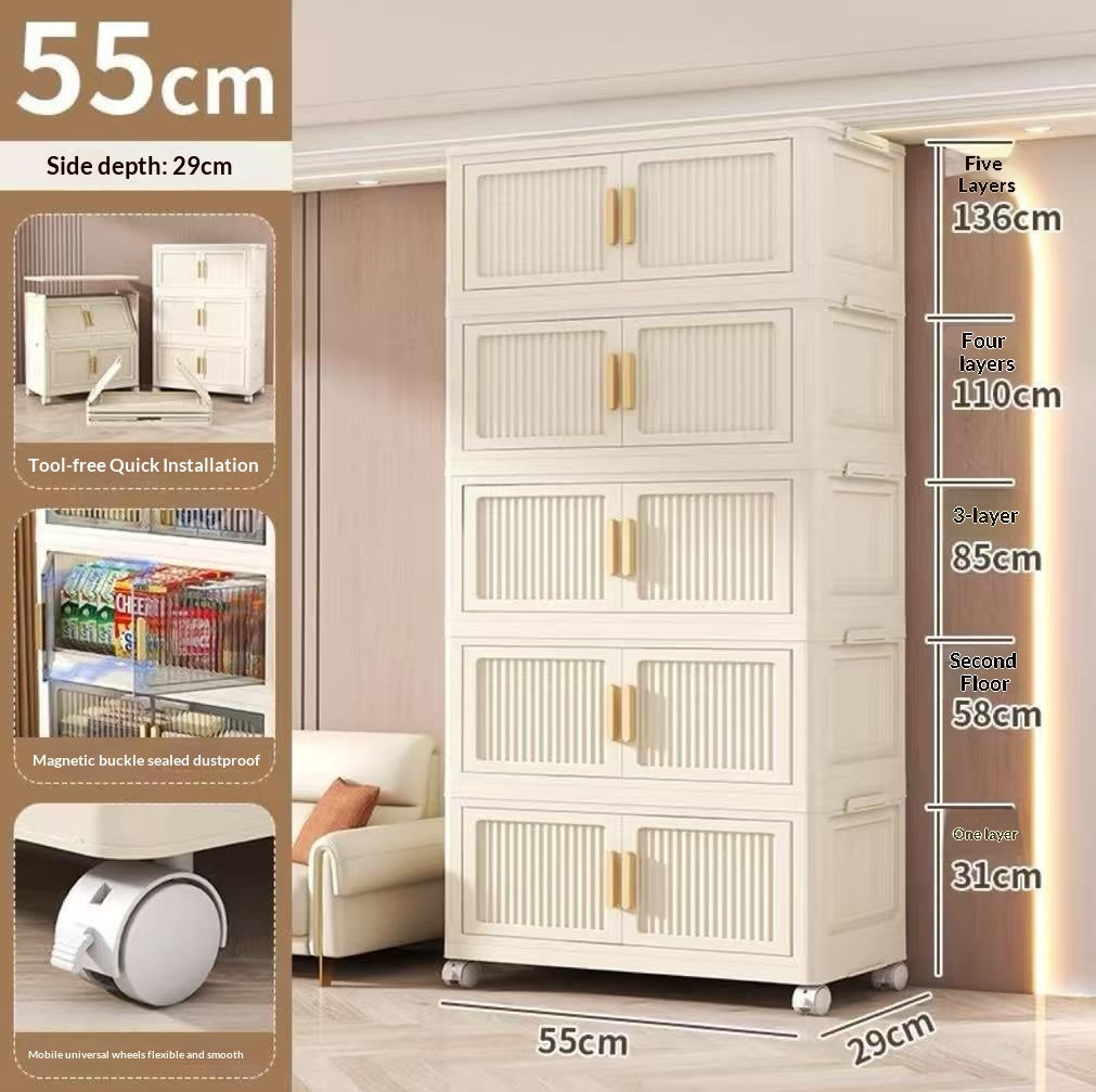 Multi-Tier Mobile Storage Cabinet For Snacks And Kitchen Utensils At Home