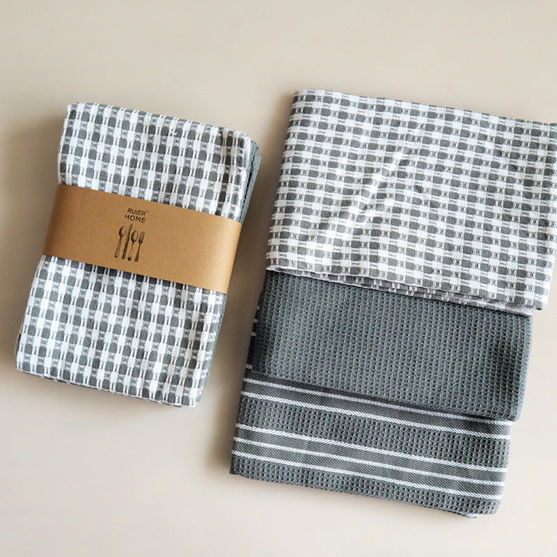 Three Piece Set Of Tea Towels For Home And Kitchen Use