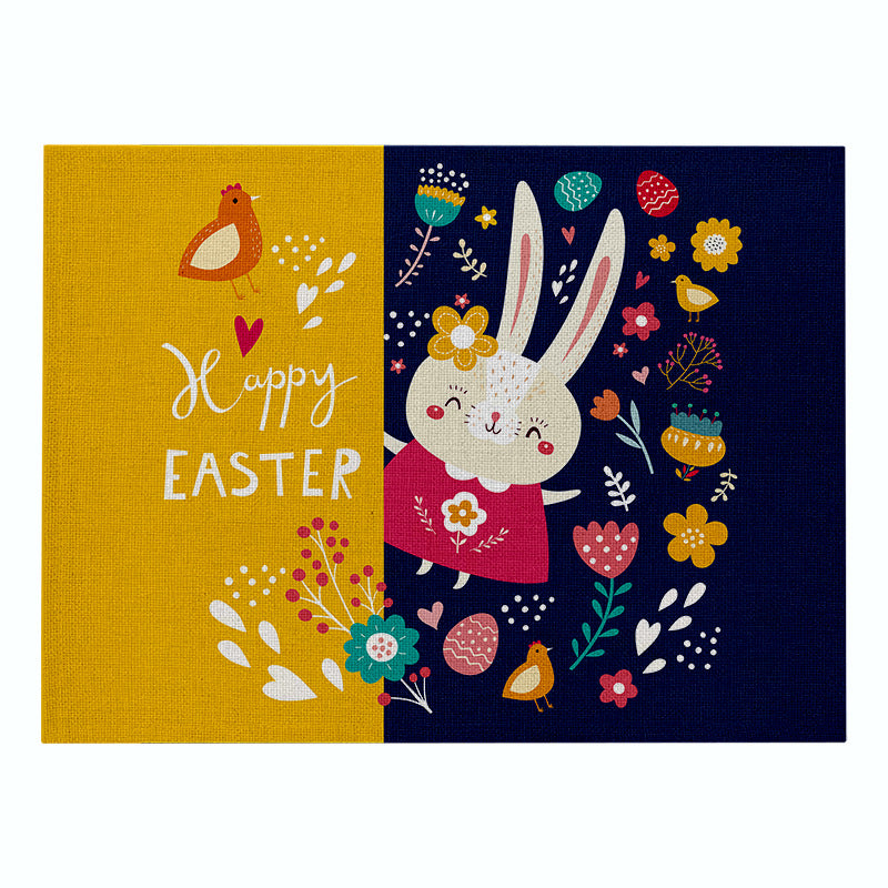 Home Cartoon Rabbit Kitchen Insulation Coaster Anti-scalding Cotton And Linen Western Placemat