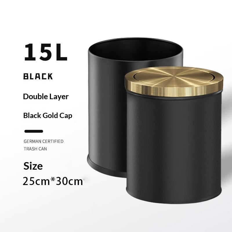 Large-capacity Metal Trash Can With Lid For Home Living Room Bedroom And Kitchen